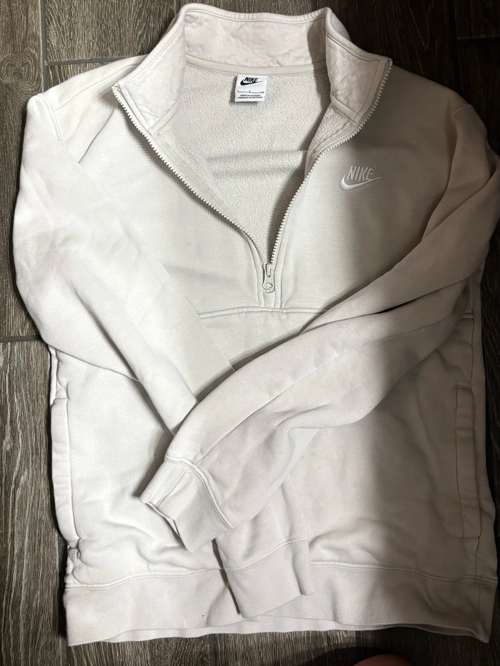 Nike Women's Light Cream Quarter-Zip Pullover Sweater